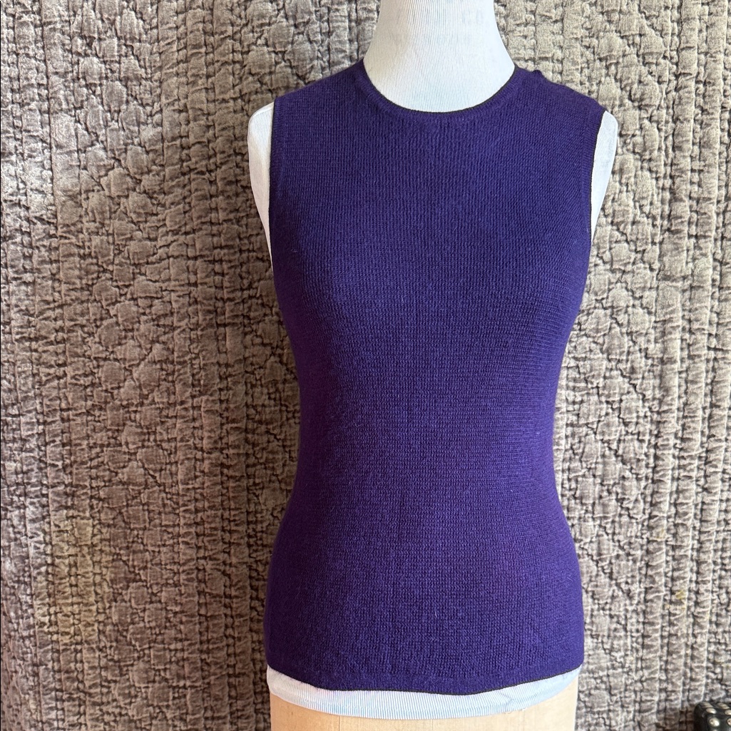 Autumn Cashmere Rich Purple Tank Top .Hand Tie Dye In Purple